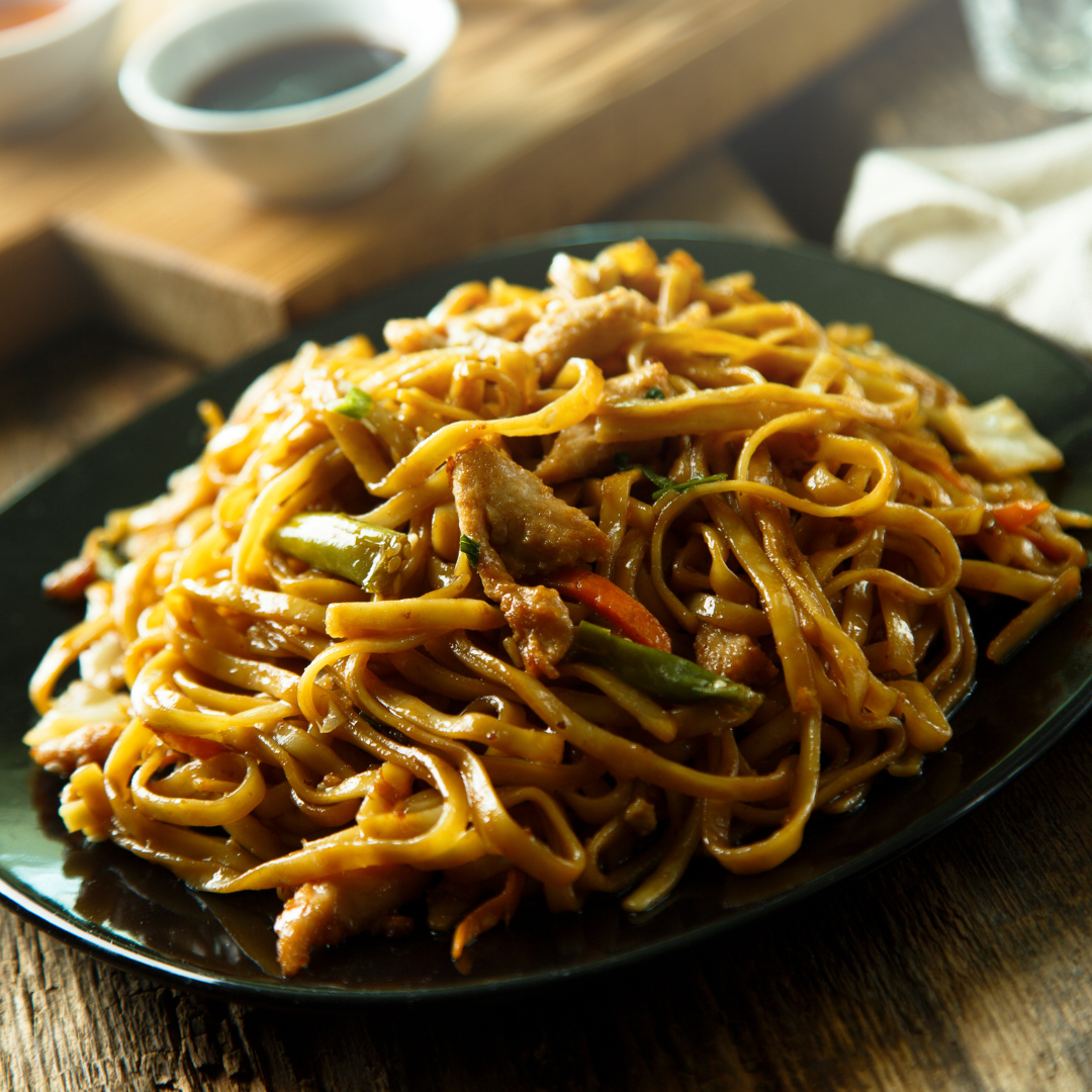 Spaghetti met kip en groenten